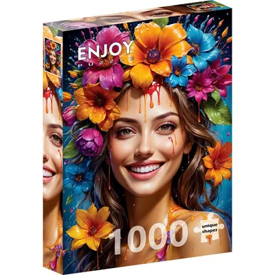 Image de Puzzle 1000 pièces Enjoy – Fille aux fleurs