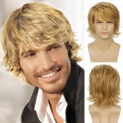 Produktbild von Herren Perücke Blond Kurz Layered Wave Synthetische Cosplay Halloween Y248