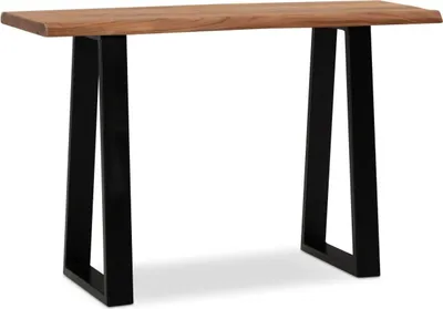 Produktbild von Schreibtisch 118x41x76,5 cm Akazie Massivholz / Metall Computertisch Baumkante, Homeoffice Bürotisch Massiv Schmal, Holztisch Laptoptisch Arbeitszimmer