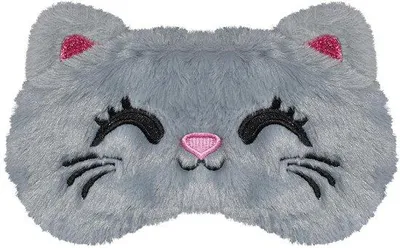 Imagen del producto de Mascarilla facial para niños, suave, de felpa, con forma de gato gris, ideal para dormir y viajar