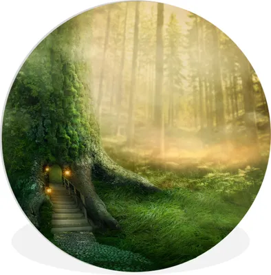 Produktbild von MuchoWow® - Wand-Kreis - Wohnzimmer - Bild - Runde - Wanddeko - Dibond - Kunstdrucke
