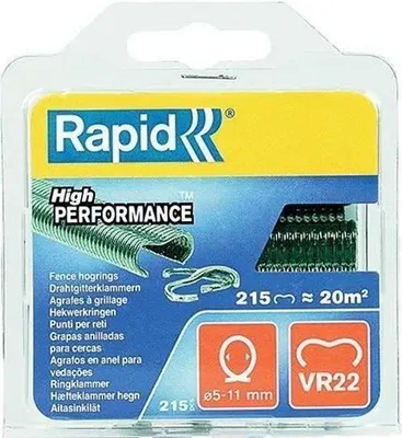 Image de Agrafes à Grillage VR22 Rapid Agraf, Plastifiées Vertes, 215 Pièces, Type C, Pour Agrafeuse Manuelle
