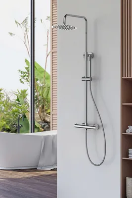 Produktbild von Duschsäule, Edelstahl Chrom, Regendusche 20 cm, Handbrause