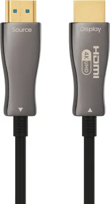 Produktbild von ProfiPatch HDMI Kabel 4K Glasfaserkabel 60Hz UHD 20m High Speed mit Ethernet grau Goldkontakt Textil für Monitore, Fernseher, Konsolen
