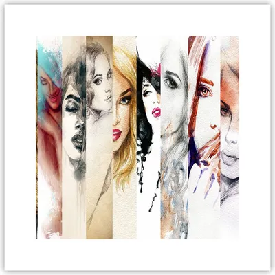 Produktbild von Poster - Poster ohne Rahmen - Frauen Schönheit Dame Illustration - 30x30 cm - Wand Bild - Wanddeko - Wandbilder - Kunstposter - Wandposter - Bilder - Kunstdruck - Wandbild - P2XAC30x30-3012