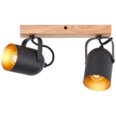 Produktbild von BRILLIANT moderner Spotbalken TRONTE | Zwei flammige Deckenleuchte mit Holz aus nachhaltigem Anbau| 2x E14 max. 28W | Metall/Holz