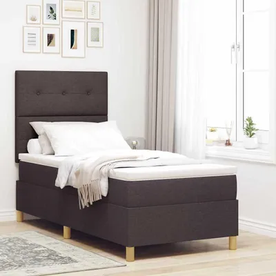 Obrázok produktu pre Maison Exclusive – LED boxspringová posteľ s čelom, tmavohnedá, 90 x 190 cm, látka