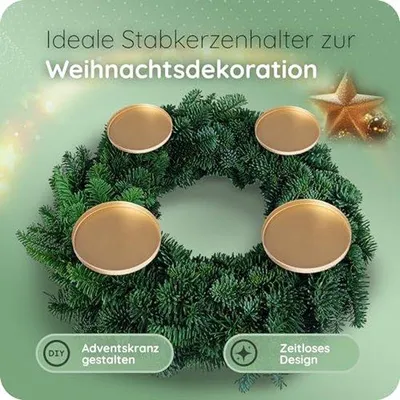 Productafbeelding van Kaarsensteker met doorn - Kaarsplaat goud - Decoratie maken - Set van 4 stuks - 8 cm diameter - Goud