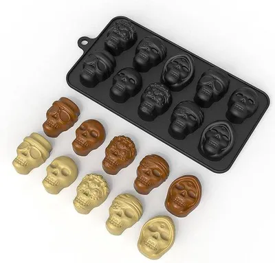 Produktbild von Silikonische Chocoladegiesschalen Doodshoofd Formen für Fondant Härtekoekjes