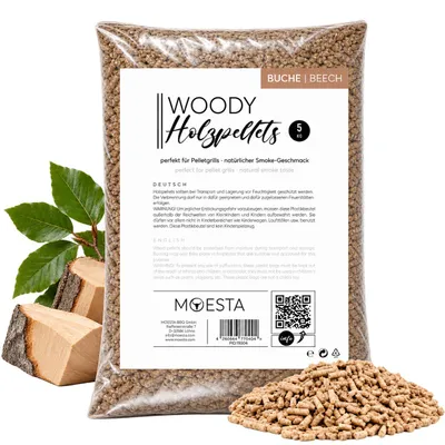 Produktbild von MOESTA WOODY Buche Grillpellets, 5 kg, sortenreines Hartholz