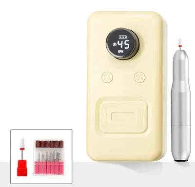 Produktbild von Elektrische Nagelfeile Set - Nagelfräser - Tragbar - LCD-Display - 45 Stufen - Starker Motor - Wiederaufladbar - Mit Akku - Gelb