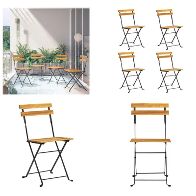 Produktbild von vidaXL Klappbare Bistrostühle 4 Stk. Massivholz Akazie - Gartenstuhl - Gartenstühle - Outdoor-Stuhl - Outdoor-Stühle