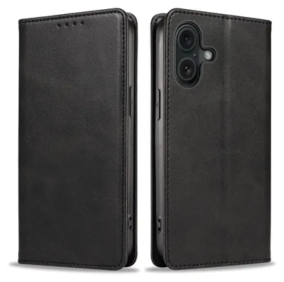 Produktbild von Handyhülle für Apple iPhone 16 Kunstleder Flip Cover Hülle Klapphülle Case Kartenfach Farbe: Schwarz
