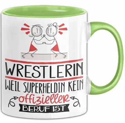 Produktbild von Wrestlerin Geschenk Tasse Lustiger Spruch Wrestlerin Weil Superheldin Kein Offizieller Beruf Ist Geschenkidee (Grün)