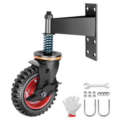 Produktbild von 200mm Torrolle mit Federbelastung, 200kg Max, 360° Drehbar Tor Räder Torlaufrolle mit Bremsen, Schwerlastrolle für Metalltore, Holzgatter, Zaunpforten