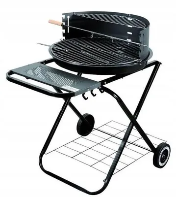 Produktbild von Holzkohle-Grillwagen mit Rädern und verstellbarem Grillrost