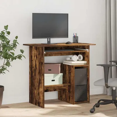 Image de vidaXL Bureau chêne fumé 80x45x74 cm bois composite