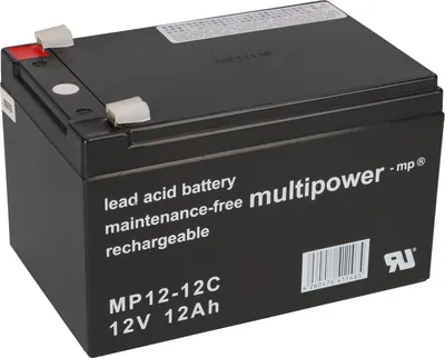 Image de Multipower Batterie au plomb MP12-12C Pb 12V/12Ah résistant au cyclage Faston 6,3mm