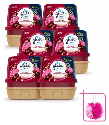 Imagen del producto de 6 unidades de Glade Badgel, aroma "Luscious Kirsche & Pfingstrose" (cereza jugosa y rosa de Pentecostés), 180 g, paquete económico