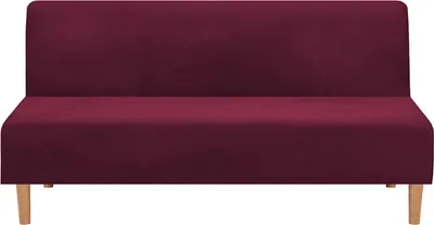 Produktbild von Samt Futon Bezug Armlose Sofabezüge, Schlafsofa Stretch Futon Couchbezug Sofa Schonbezug Möbelschutz, Burgunderrot