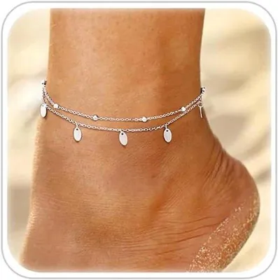 Produktbild von Silberfarbene Edelstahl Enkelband Damen Schmuck Wasserfest