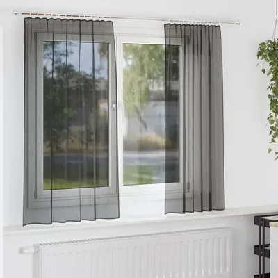 Obrázok produktu pre Voálové záclony s chlopňou 2 ks čierne, záclony a závesy DesignMöbel