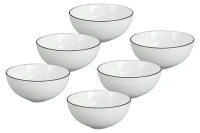 Obrázek produktu pro Set 6 ks - Miska Alba Black, 15 cm, černá linka