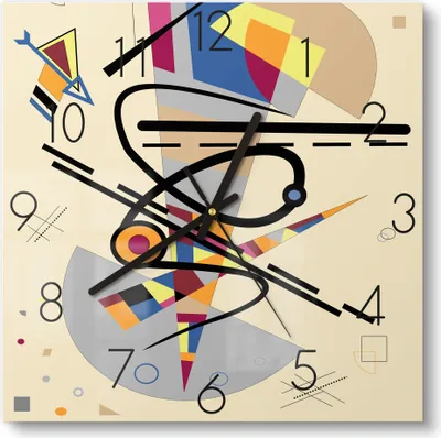 Produktbild von DEQORI Glasuhr 30x30 cm Zahlen 'Dreiecksgebilde' Wanduhr Glas Uhr Design leise