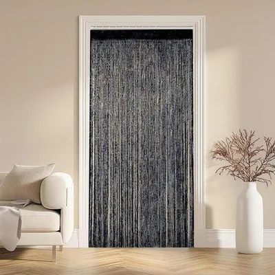 Produktbild von Drahtgittervorhang – Insektenschutzvorhang – Hält Insekten draußen – Elegantes Perlen-Design – 100 x 200 cm – Schwarz