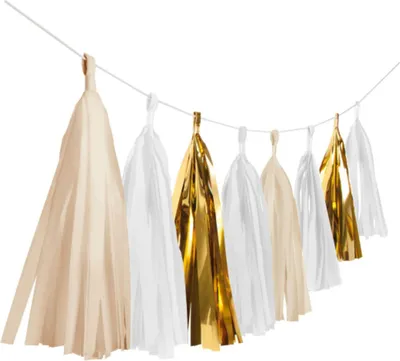 Produktbild von Girlande aus Papierquaste. Gold. 3 m