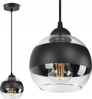 Produktbild von LUXOLAR - Led Deckenleuchte - Deckenlampe Schwarz E27 60W - Hängelampe für Wohnzimmer, Küchen - Schwarz-transparent Glas Kugeln