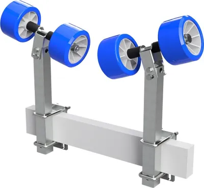 Produktbild von 2er Pendelrollen Sliprollen Sliphilfe Bootstrailer TPU SUPROD RKSRLX-2X2-TPU, Ø 120 mm, blau/grau
