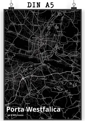 Produktbild von Mr. & Mrs. Panda Bild Porta Westfalica DIN A5 - Geschenk, Stadt, Plakat, Deko, kunstdruck poster, Wanddeko, Dorf Karte Landkarte Map Stadtplan, drucke