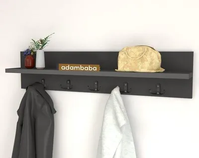Immagine prodotto di Adambaba Appendiabiti da parete con ripiano in MDF e metallo, 80 cm, antracite