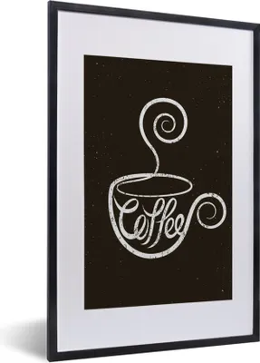 Produktbild von MuchoWow® MuchoWow® Gerahmtes Poster Sprichwörter - Kreidetafel - Zitate - Kaffee 40x60 cm - Poster mit zchwarzem Bilderrahmen - Poster in Rahmen