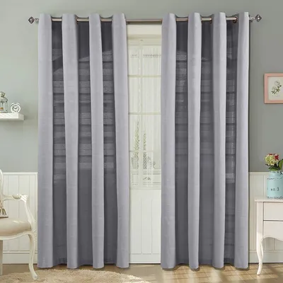 Immagine prodotto di HOMESCAPES Set di 2 tende Rajput in cotone, 167 x 228 cm, grigio argento