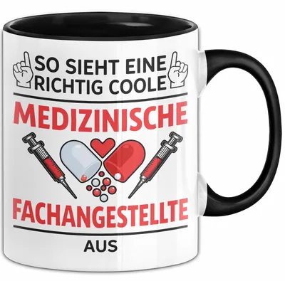 Immagine prodotto di Tazza regalo per assistente medico – Idea regalo divertente con scritta: «Ecco come si presenta una vera assistente medica di classe» (nera)