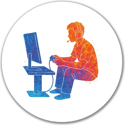 Produktbild von Huuraa Aufkleber Gaming bunte Silhouette 10cm rund Sticker Geschenkidee