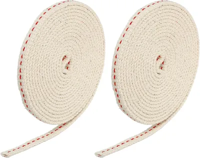 Immagine prodotto di 2 rotoli di stoppino in cotone per lampade ad olio, 6 mm di larghezza, 2 metri di lunghezza, colore rosso chiaro
