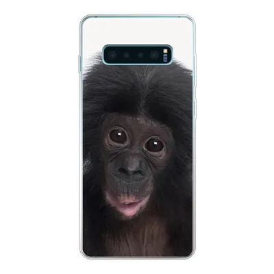 Produktbild von MuchoWow® Handyhülle Schutzhülle Hülle für Samsung Galaxy S10 Plus Affe - Schimpanse - Porträt - Kinder - Jungen - Mädchen Silikon Softcase Handy Hülle - Schutzhülle