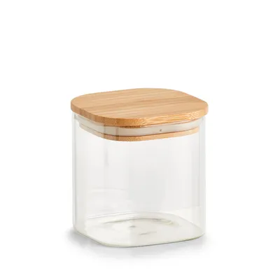 Produktbild von zeller Vorratsglas mit Bambusdeckel BHT 10x11x10 cm weiß