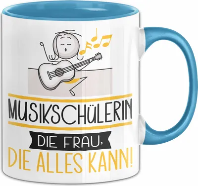 Produktbild von Musikschülerin Geschenk Tasse Becher Die Frau Die Allen Kann Geschenkidee für eine Musikschülerin Lustig (Blau)