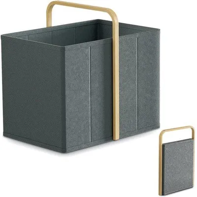 Obrázek produktu pro Skládací koš na prádlo 65 l, tmavě šedý, z bambusové tkaniny