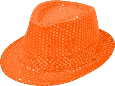 Produktbild von Paillettenhut Partyhut Trilby Hut Blink Fedora Bogart Glitzerhut Disco-Hut, orange