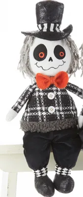 Produktbild von Mr. Bone Skully Skelett Gentleman Kantenhocker Figur 40cm
