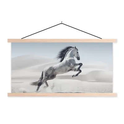 Produktbild von MuchoWow® Textilposter Pferd - Tiere - Sand - Natur 120x60 cm mit holzfarbenen Rahmen - Klemmleiste