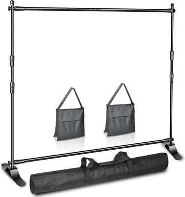 Produktbild von 8 Fuß/3 x 24 m Fotohintergrund-Bannerständer, robust – Teleskoprohr-Messestand – Professionelles Fotokabinen-Hintergrundständer-Set