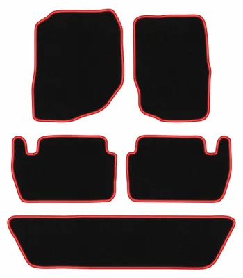 Obrázek produktu pro Velurové autokoberce pro: Dodge Durango II 2002-2010 (SUV) – sada 4 ks, černo-červené, na míru – Wielganizator CARLUX