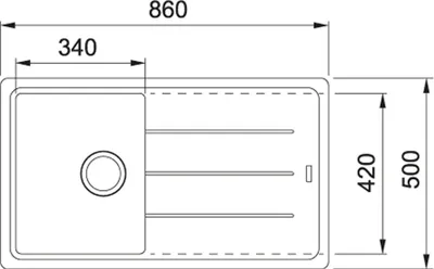 Produktbild von FRANKE BASIS BFG 611-86 Einbauspüle / Fraganit / Onyx / Excenter / 45 cm