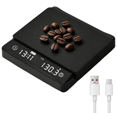 Mini-Kaffeewaage, digital, 0,1 g genau, 2 kg, Timer, USB-C